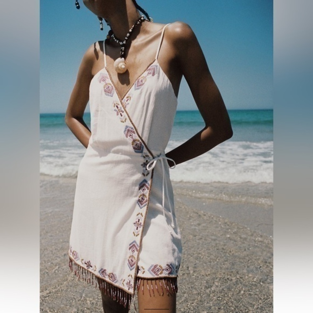 Zara NWT short embroidered beaded dress
